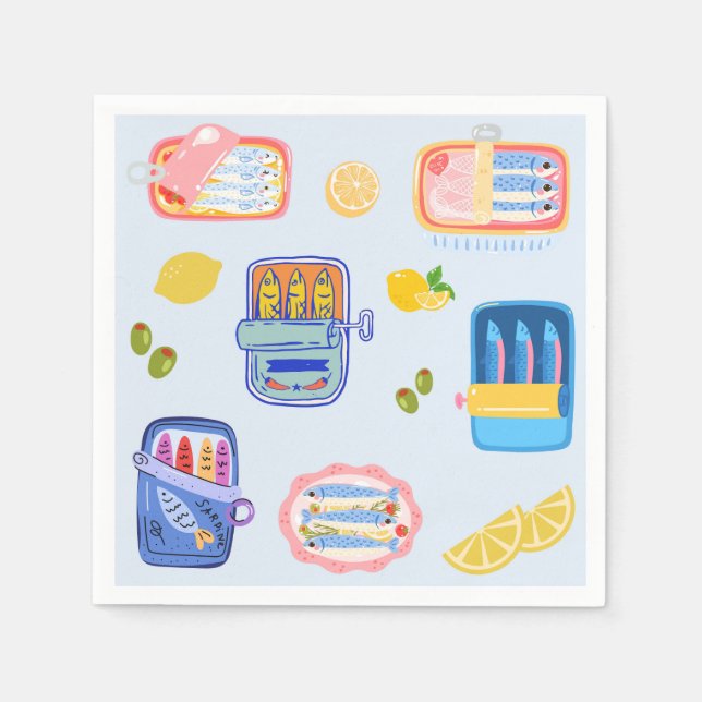 Sardiner och citroner pappersservett (Framsidan)