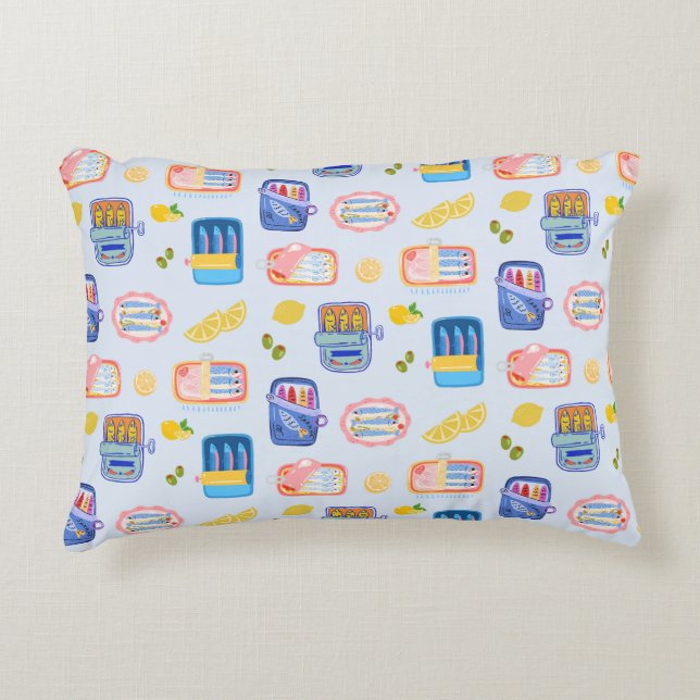 Sardiner och citroner prydnadskudde (Framsidan)