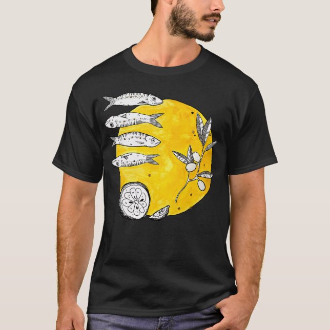 Sardiner, oliver och citron t shirt (Framsida)