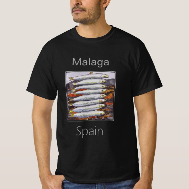 Sardiner på en Stick, Malaga, Spanien T Shirt (Framsida)