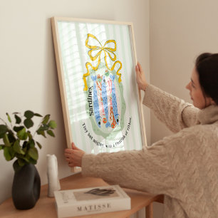 Sardiner på en tallrik i gul köksaffisch poster