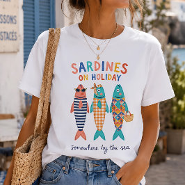 Sardiner på semester kustnära sommar grafik t shirt