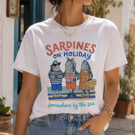 Sardiner på semester kustnära sommar-grafik t shirt