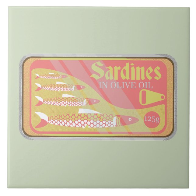 Sardiner Retro poster stil Kakelplatta (Framsidan)