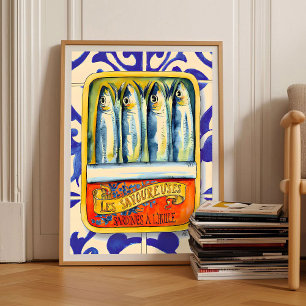 Sardiner Tryck Sardinburk Vintage Affisch Retro 