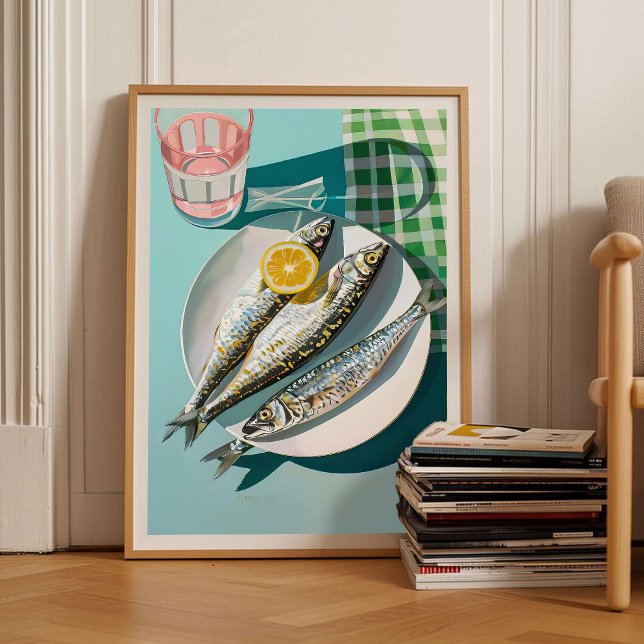 Sardiner Tryck Sardinburk Vintage Affisch Retro  (Skapare uppladdad)