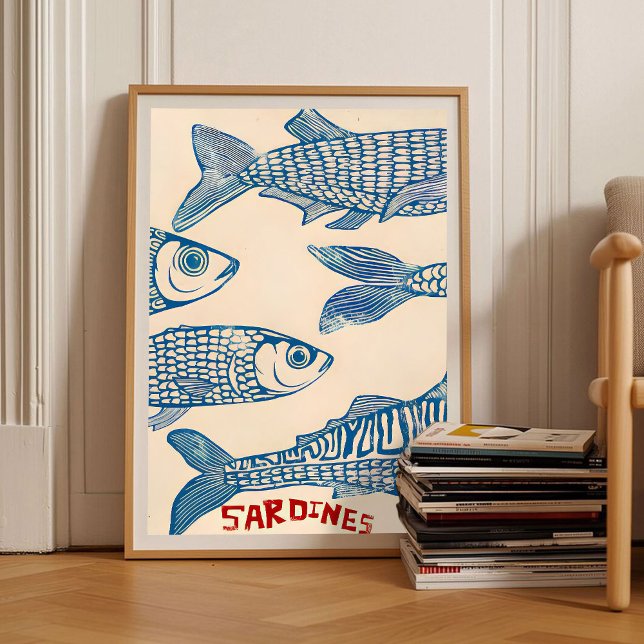 Sardiner Tryck Sardindosa Vintage Affisch Retro Sa (Skapare uppladdad)
