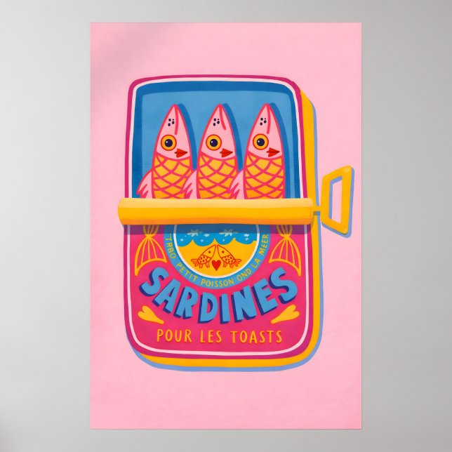 Sardinerburk Poster, Retro Matkonst Poster (Framsidan)