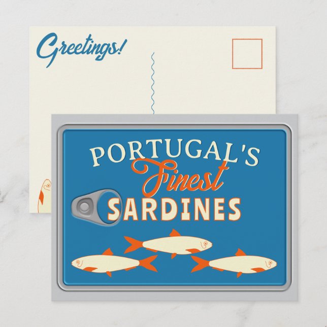 Sardines Greetings Custom Portugal Tinned Fish Vykort (Fram/baksida)