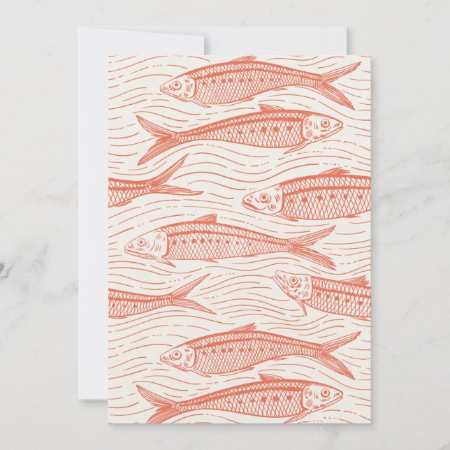 Sardines in Motion in coral and off white (Framsida)