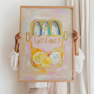 Sardinfärgning Kustutskrift Köksvägg Art Poster
