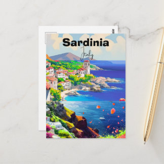 Sardinia Poster Italy Souvenir Sea Decoration  Vykort