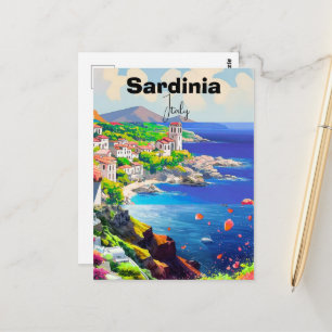 Sardinien Affisch Italien Souvenir Hav Dekoration Vykort