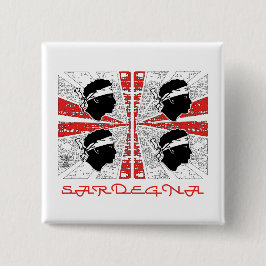 Sardinien flagga - Grunge - märke Knapp