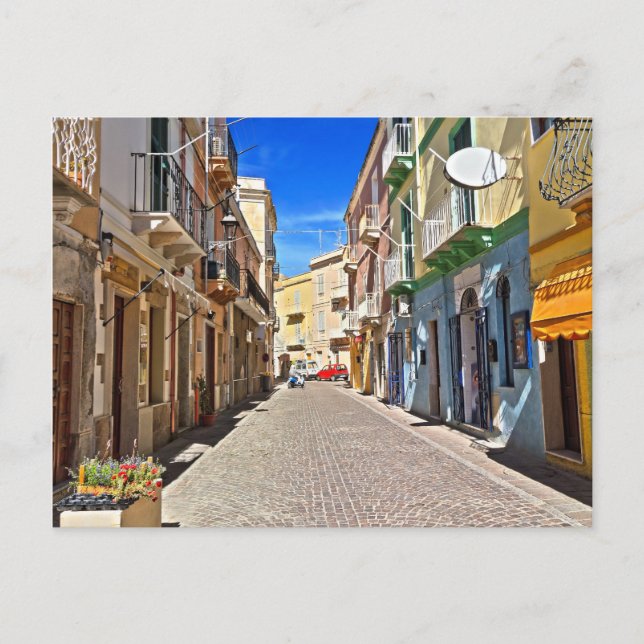 Sardinien - huvudgata i Carloforte Vykort (Framsida)