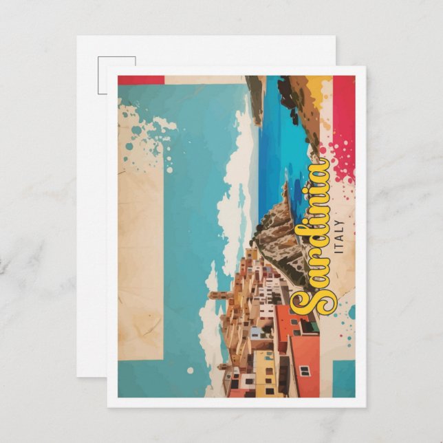 Sardinien Italien Popkonst Reseskiss Vykort (Fram/baksida)