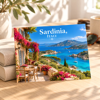 Sardinien Italien Solig Turkos Bay Resebrev Vykort