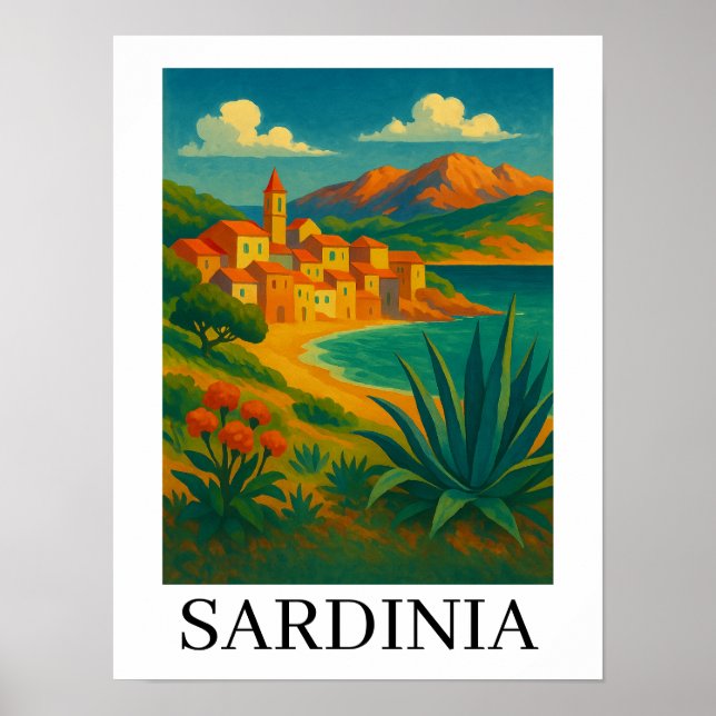 Sardinien Italien VIntage Researkonst Poster (Framsidan)