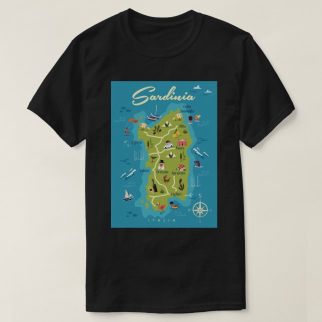 Sardinien poster Sticker T Shirt (Design framsida)