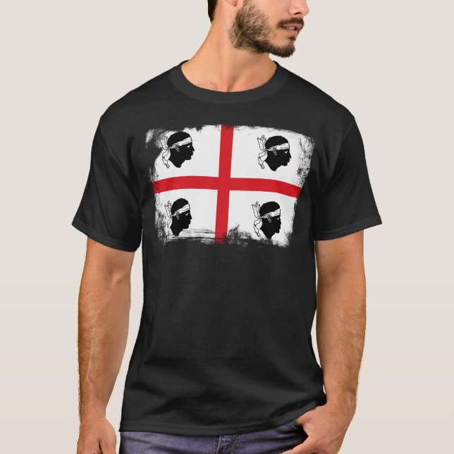 Sardinien Sardegna Flagga Sardinien T Shirt (Framsida)