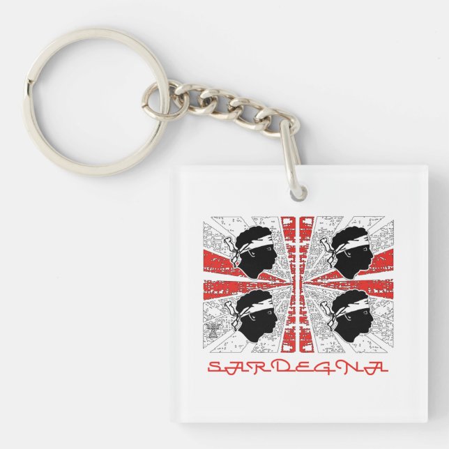 Sardiniens flagga - Grunge Acrylic Keychain (Framsidan)