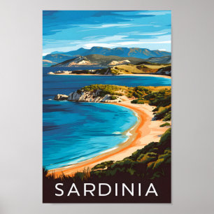 Sardiniens Italien Berömd Travel Ställe Poster