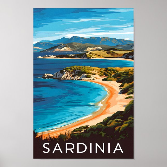 Sardiniens Italien Berömd Travel Ställe Poster (Framsidan)