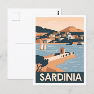 Sardiniens Italien Berömd Travel Ställe Vykort