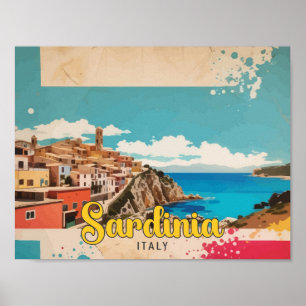 Sardiniens Italien Pop Art Travel Illustration Poster