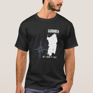 Sardiniens ökoordinater Karta T Shirt