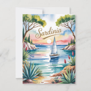 Sardiniens vattenfärg vykort