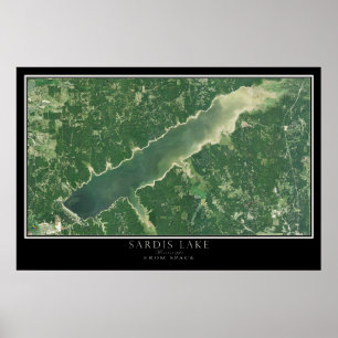 Sardis Sjö Mississippi Satellite Poster Karta