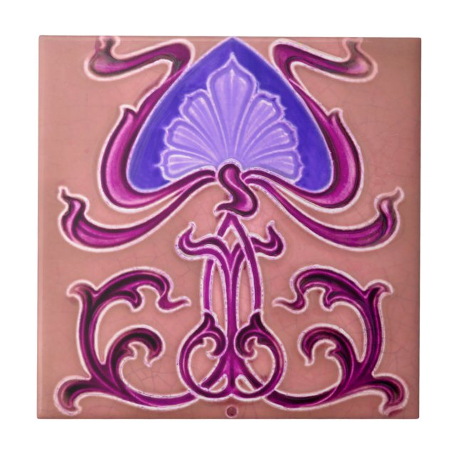 Särdrag för art nouveauvintagedesignen belägger kakelplatta (Framsidan)