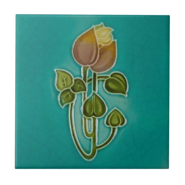 Särdrag för art nouveauvintagedesignen belägger kakelplatta (Framsidan)