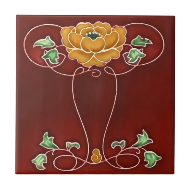 Särdrag för art nouveauvintagedesignen belägger kakelplatta (Framsidan)