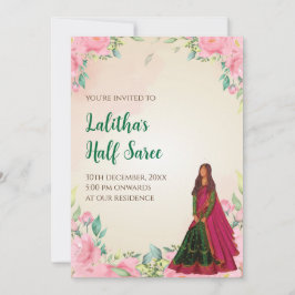 Saree-funktionsinbjudan som digital halv-saree-inb inbjudningar