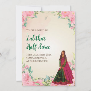 Saree-funktionsinbjudan som digital halv-saree-inb inbjudningar