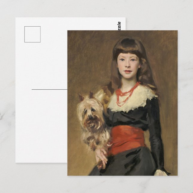 Sargent Flickan med hund Beatrice Townsend Porträt Vykort (Fram/baksida)