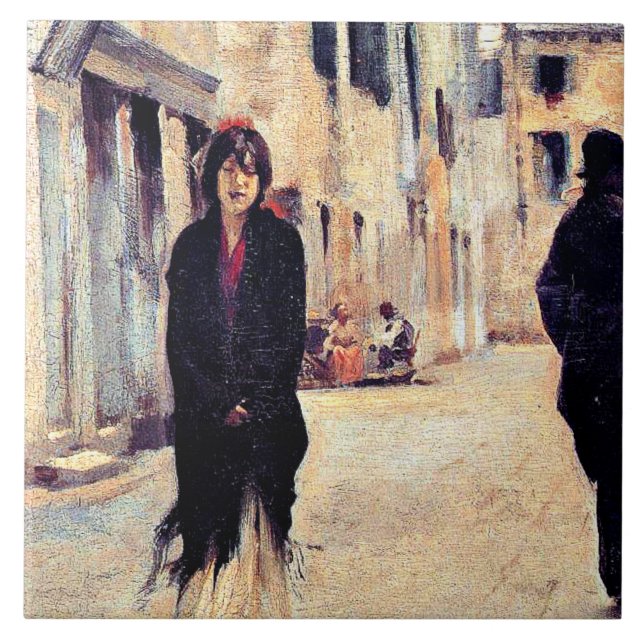Sargent - Gata i Venedig, bra konst Kakelplatta (Framsidan)