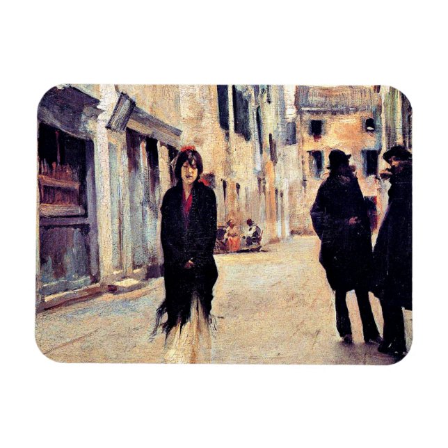 Sargent - Gata i Venedig, bra konst Magnet (Horisontell)