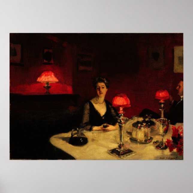 Sargent - Glaset Portvin, Middagsbord Vid Natt Poster (Framsidan)