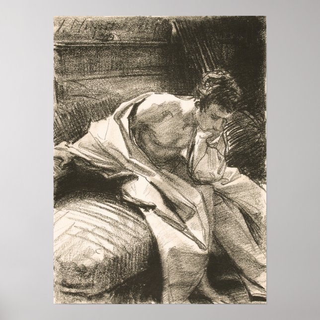 Sargent - Studie av en ung man som sitter i sitt s Poster (Framsidan)