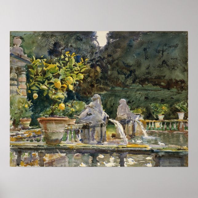 Sargent - Villa Di Marlia Lucca, A Fontän Poster (Framsidan)