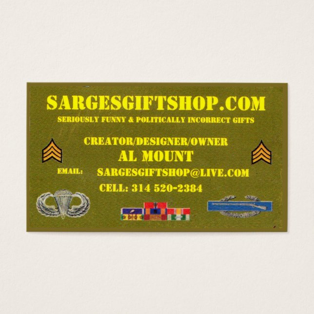SARGESGIFTSHOP.COM VISITKORT (Framsidan)