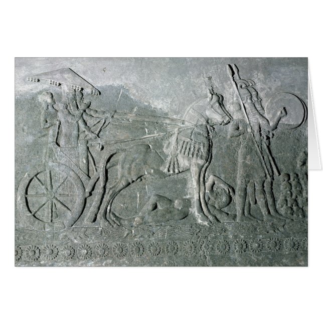 Sargon II på en stridtriumfvagn Hälsningskort (Framsidan Horizontal)