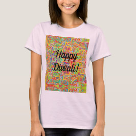 Sari abstrakt design och Lycklig Diwali T Shirt