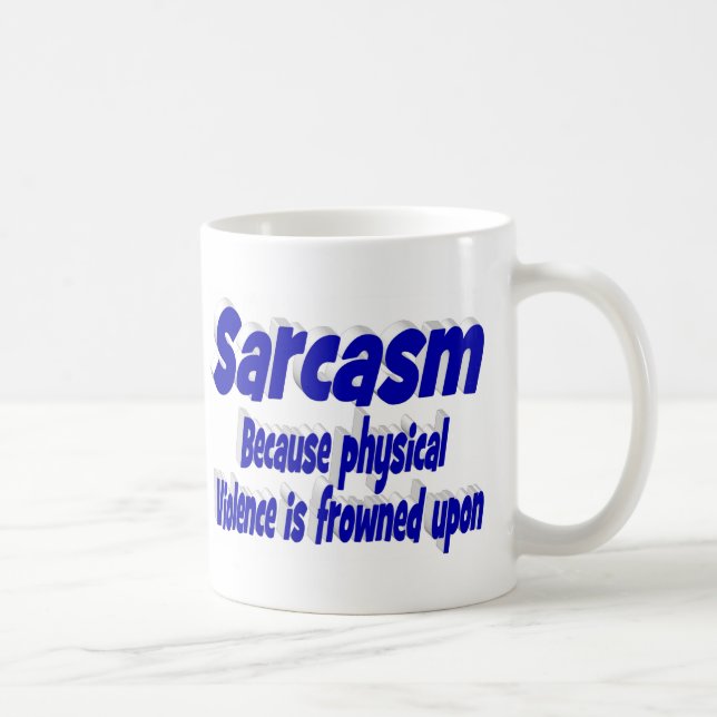 Sarkasm roligt citat blå typografi kaffemugg (Höger)