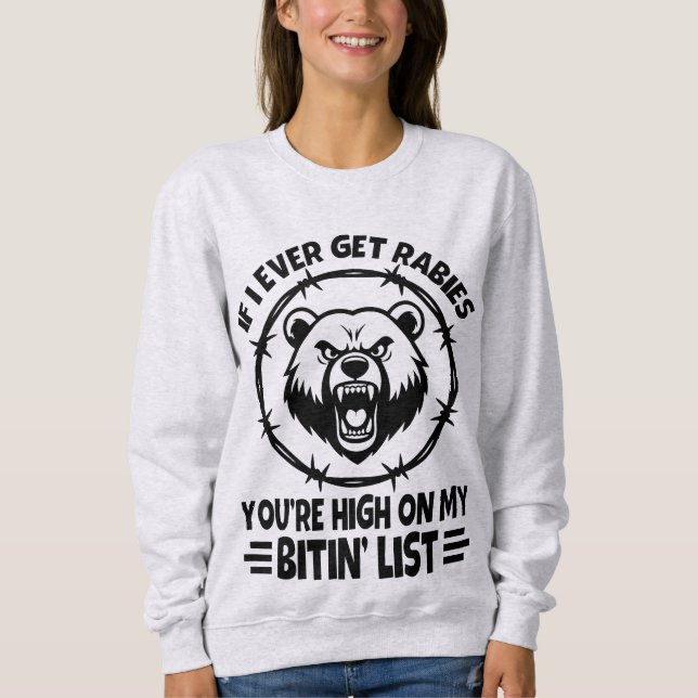 Sarkastic Bear Rabies Bitin'List T Shirt (Framsida)