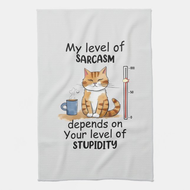 Sarkastic Cat - Lustigt Orange Art Kökshandduk (Vertikal)