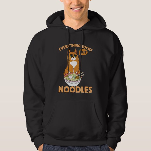 Sarkastic Cat och Japanska Noodle Ramen Älskare Hoodie (Framsida)